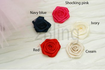 Flat Satin Rosette Flowers, Pack of 3